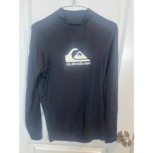 Quiksilver Mens Rash Guard Long Sleeve Logo Black Size Medium